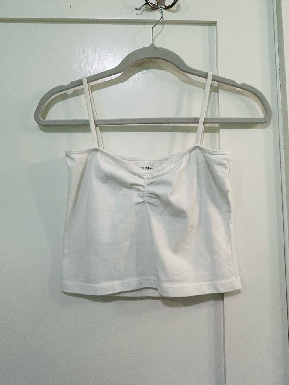 Brandy Melville White Ruched Crop Cami